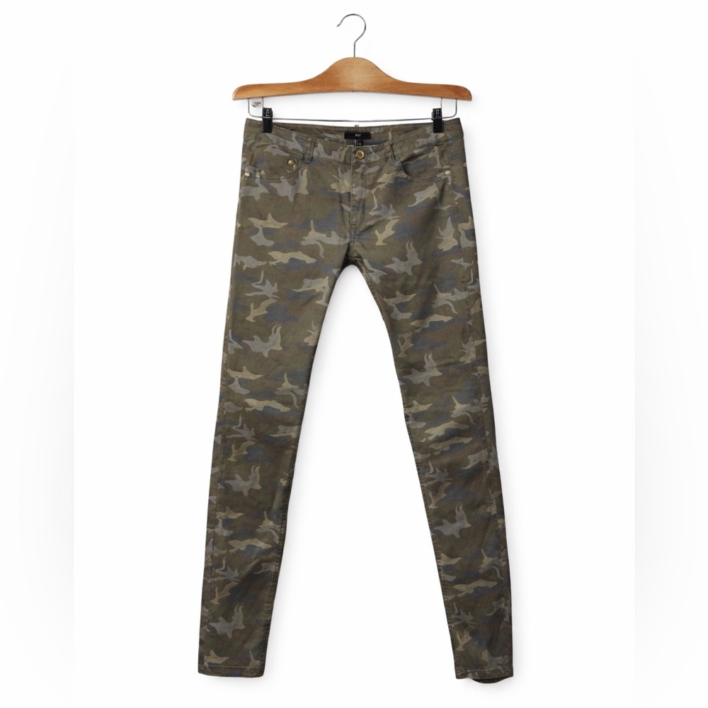 H&M Camo Skinny Jeans Size 10 Military Utility Streetwear Pants Festival